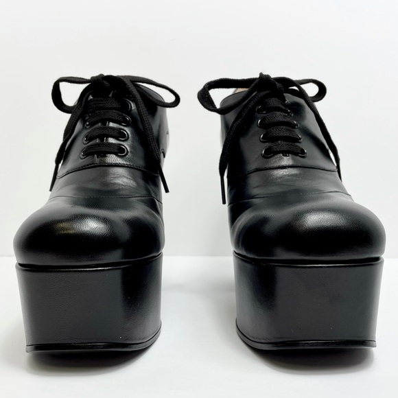 Gucci Black Leather Platform Oxford Shoes 591034 - Picture 2 of 16